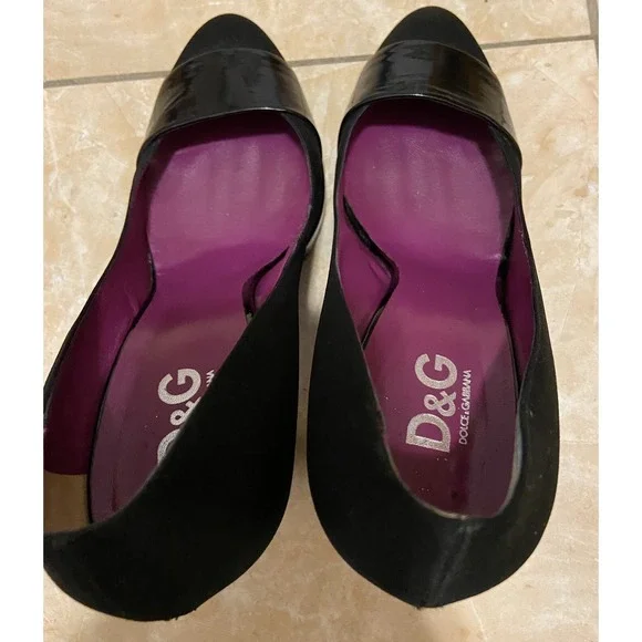 Vintage Dolce Gabbana High Flat Ballet Dress‎ Shoes Heels Silk Womens Sz 39 - Picture 3 of 11